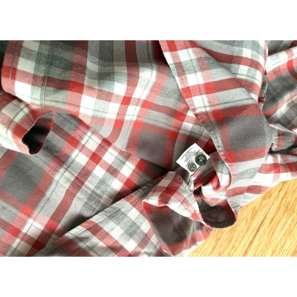 UNTUCKit Mens Flannel Long Sleeve Button Shirt Grey Red Plaid 3XL 100% cotton - Picture 4 of 5